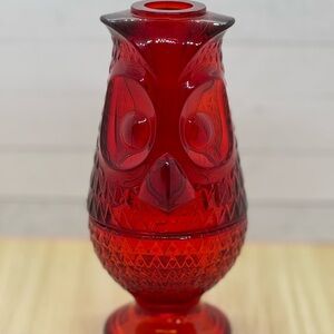 Vintage Red Viking Owl Fairy Lamp